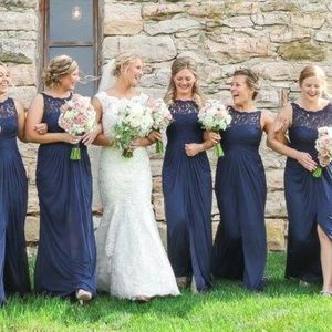 David’s bridal navy long gown